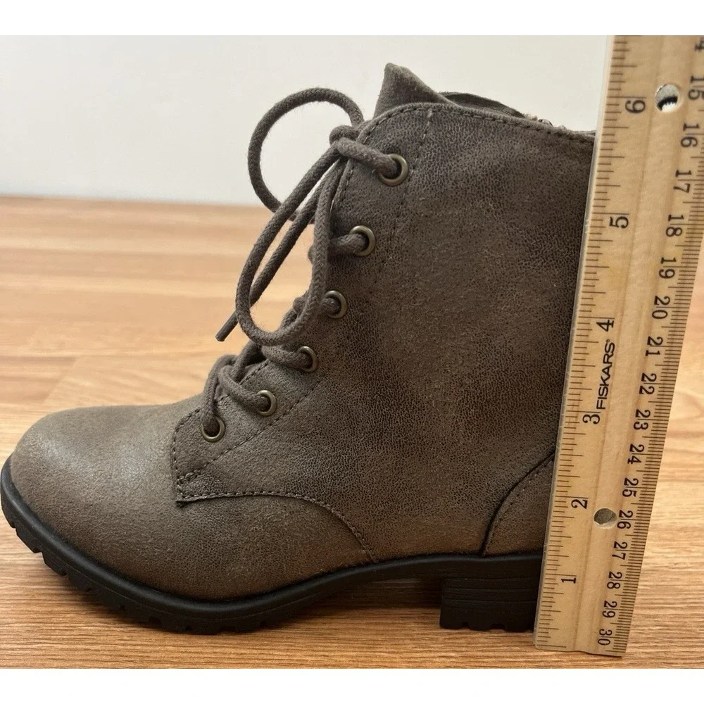 Sun + Stone Little Girls Frankie Boots, Brown Size 12 Zip Sides NEW
